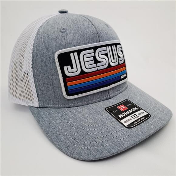 Retro Richardson 112 "Jesus King" Retro Patch Trucker Hat - Handcrafted USA! Cap - Picture 3 of 4